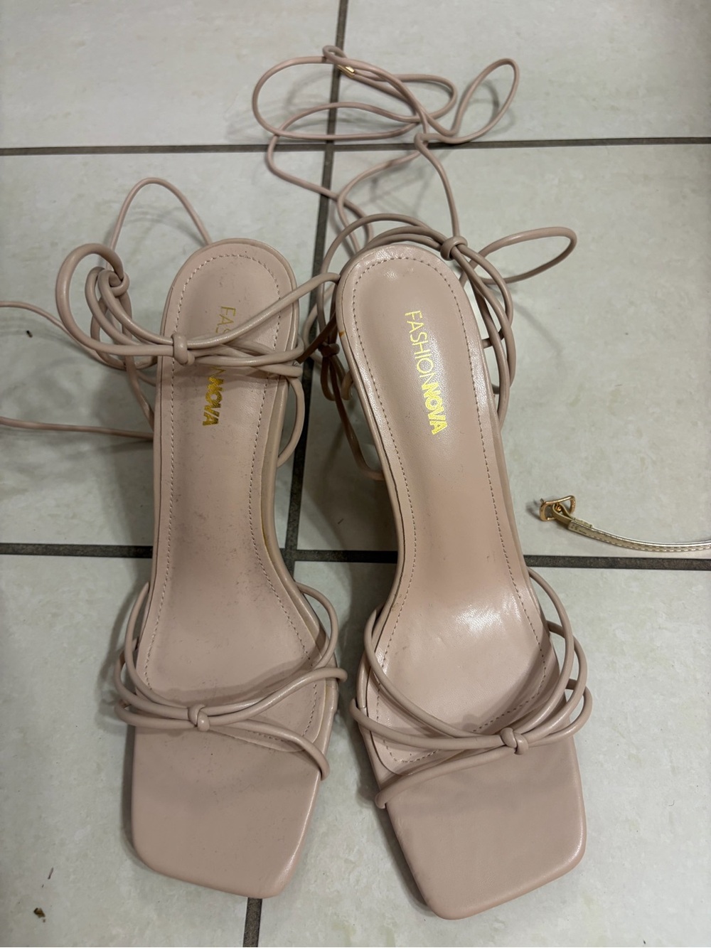 Fashion Nova Blush Lace-Up Strappy Heels